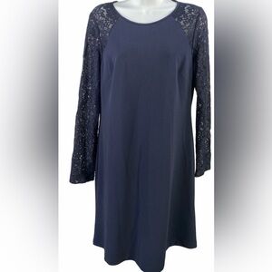 Tommy Hilfiger Women's Navy Lace Sleeve Knit Dress Size 6